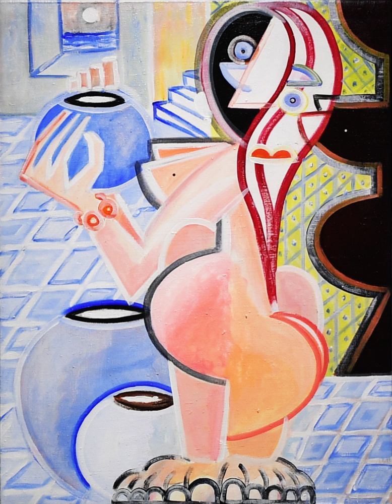 ©Alessandro Cardamone - Donna in Attesa - Acrylic on 100 year old canvas - 110 x 85 cm - 2006