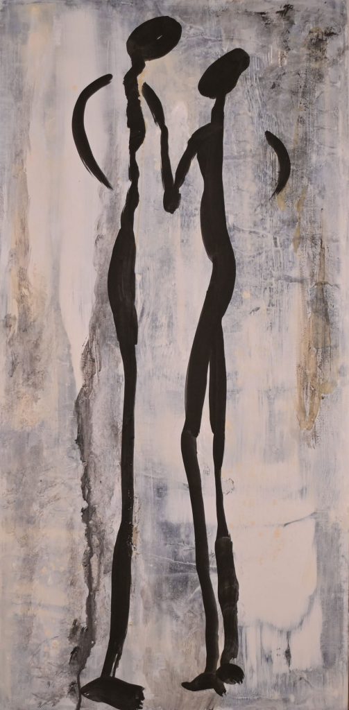 ©Nathalie Bopp-2336 - Discussion chaleureuse-Acryl on canvas-100 x 50-2023