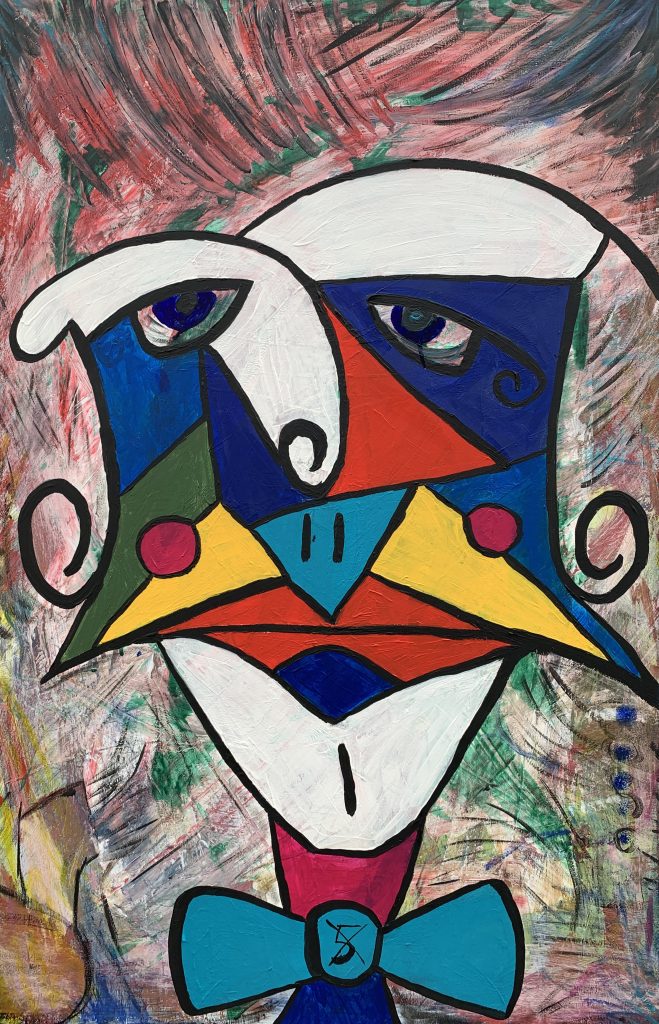 Francois, Leinwand auf Holzrahmen, Acrylfarben, 75 x 115 x 2 cm, 2023