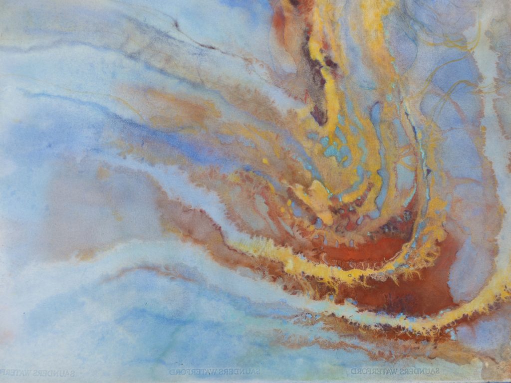 Movement 2, Aquarell mit Buntstiften, 70 x 100 cm, 2025