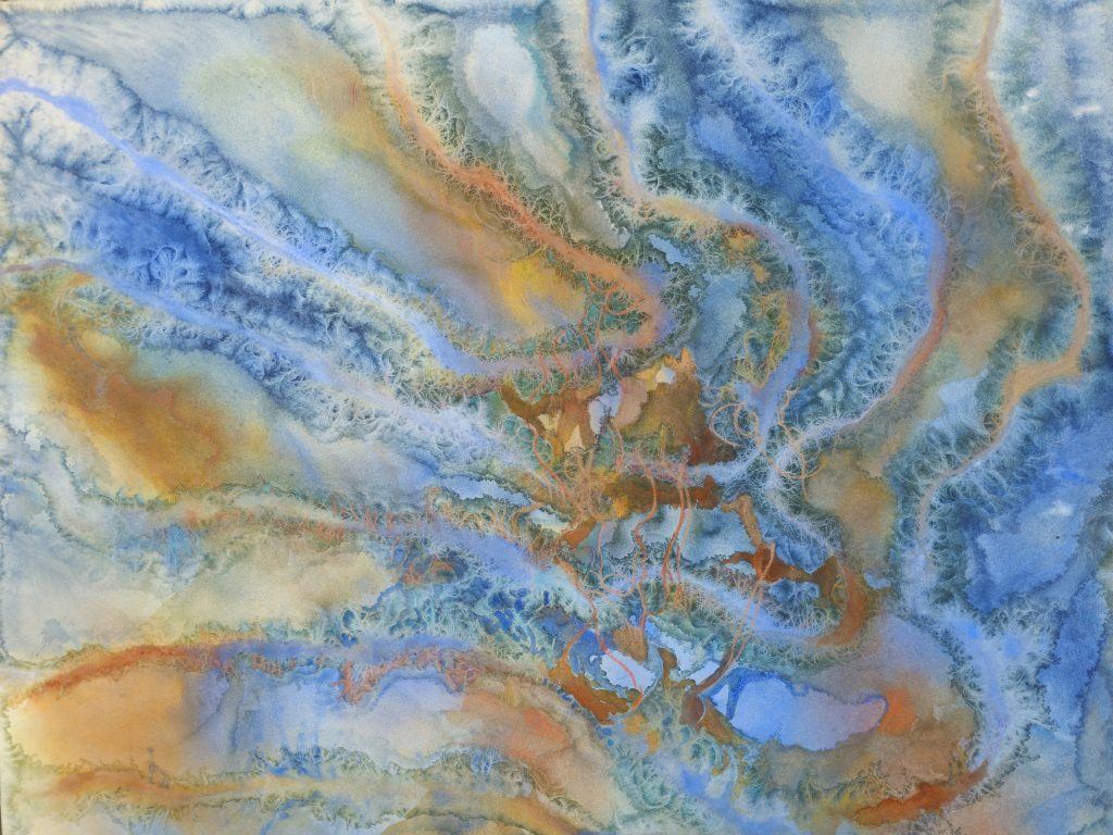 Movement 4, Aquarell mit Buntstiften, 70 x 100 cm, 2025