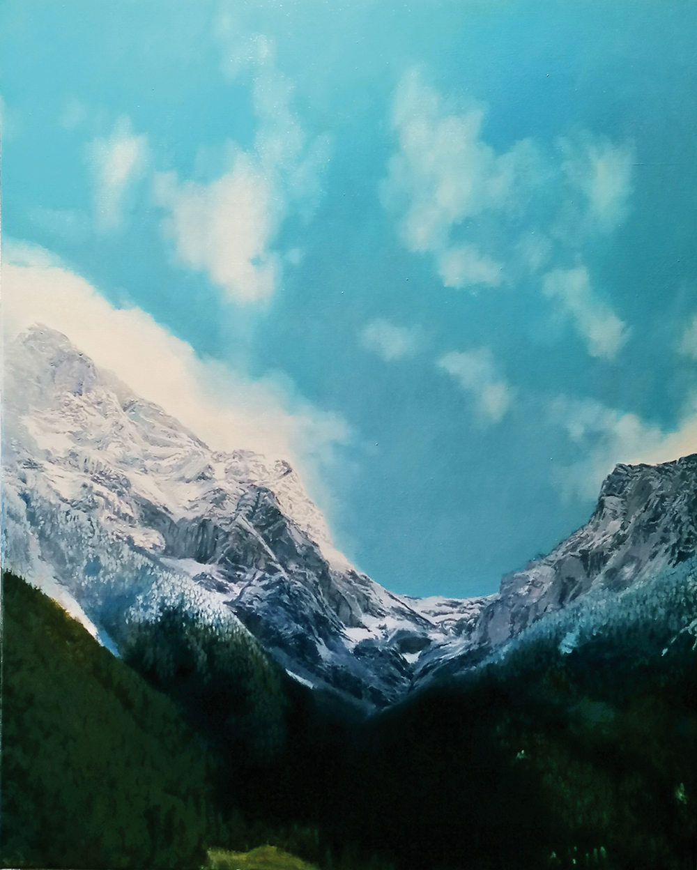 Dunkles Tal, Öl auf Leinwand, 80 x 100 cm, 2020