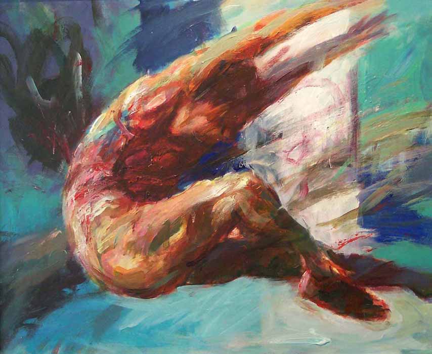 Weitspringerin, Acryl, 50 x 60 cm, 2004