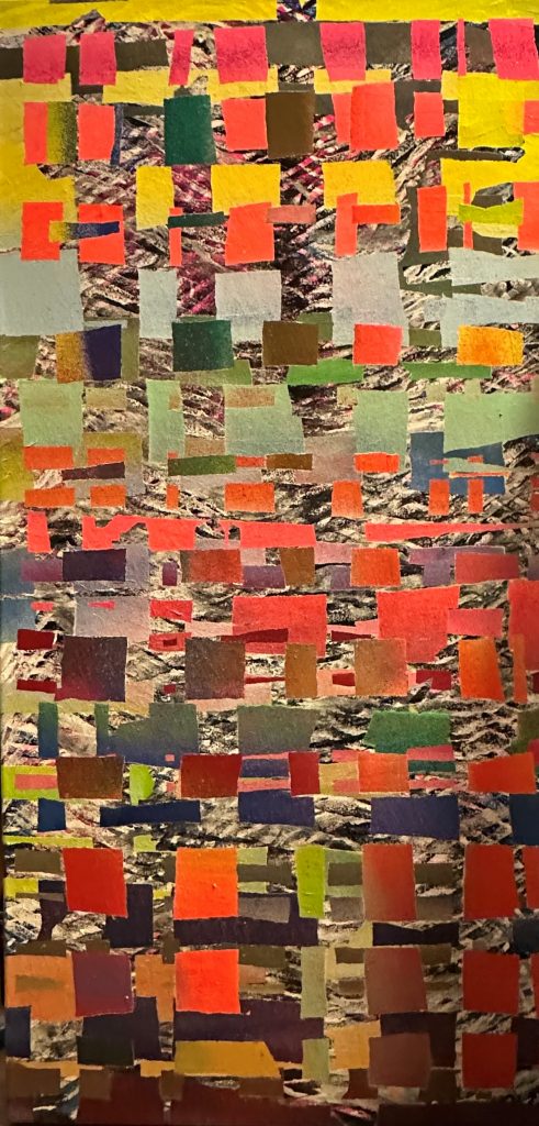 OT (Rechteck über Bl-Curr), Mischtechnik auf Leinwand, 100 x 50 cm, 2026