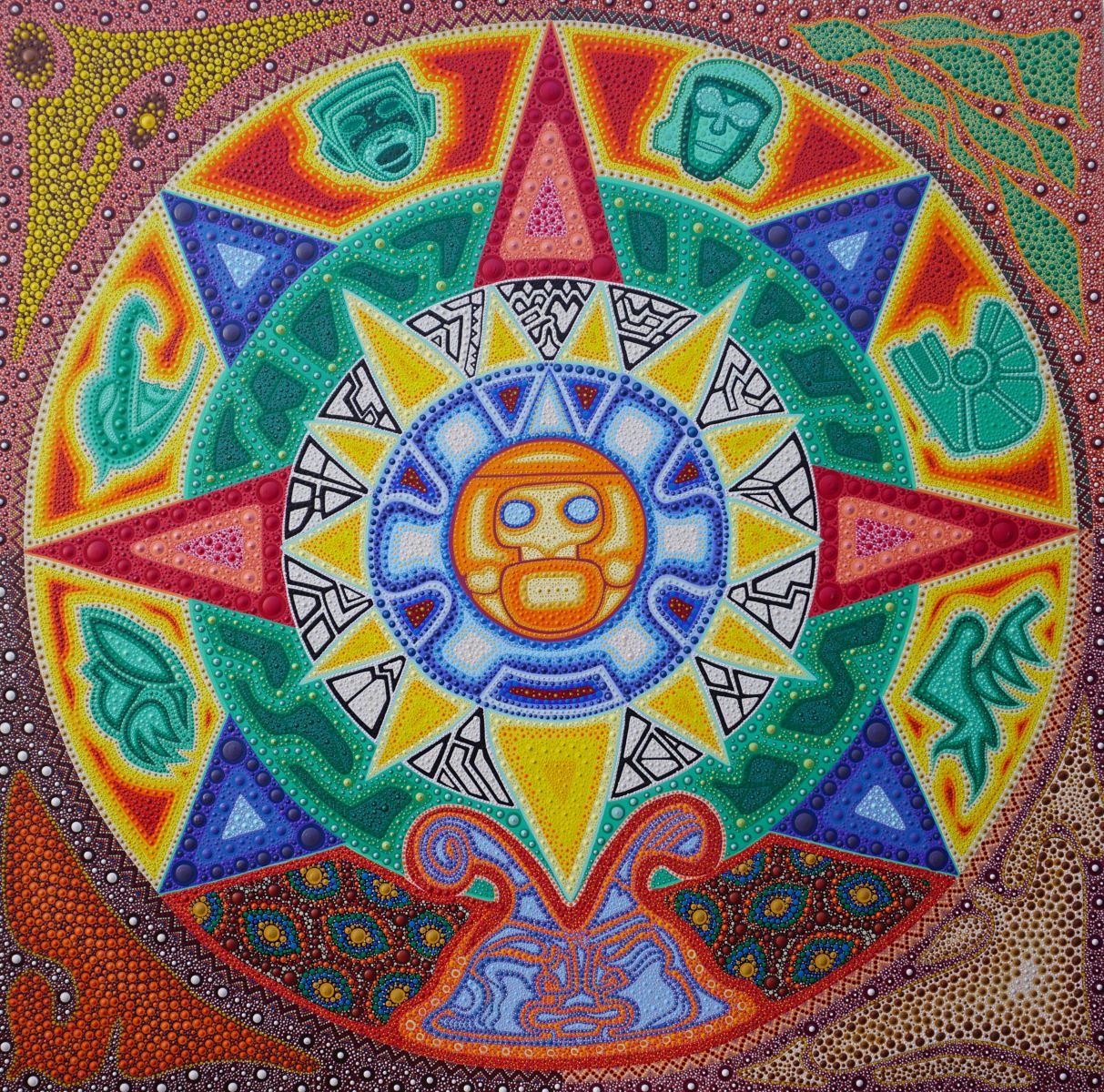 Calendario Azteca, Acryl auf Leinwand, 100 x 100 cm, 2016