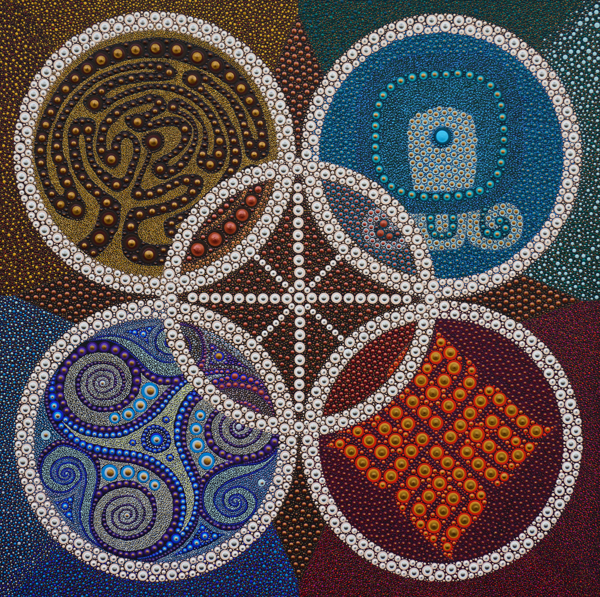 Five Elements, Acryl auf Leinwand, 90 x 90 cm, 2019