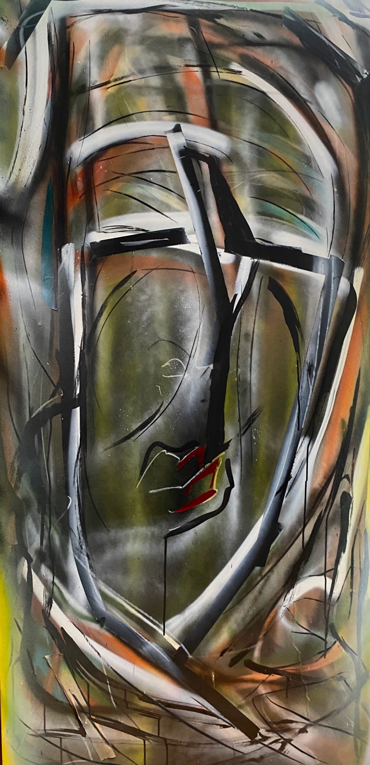 AZIM, Spray can, Colorfilm, Ink and oil, 75 x 150 cm, 2025