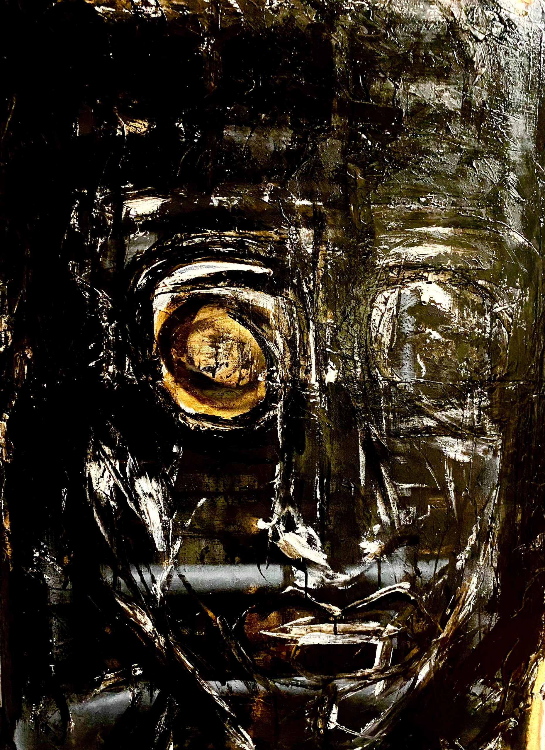 DUYA 1, Plaster, Spray can, Acrylic and Ink on canvas, 70 x 100 cm, 2024