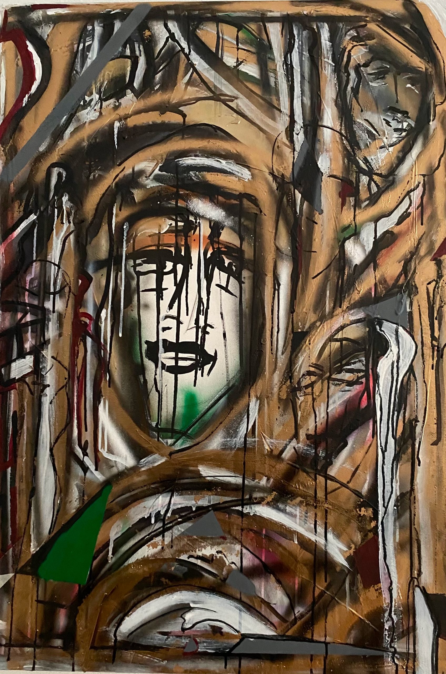 DUYA 2, , Plaster, Spray can, Acrylic and Ink on canvas, 70 x 100 cm, 2024