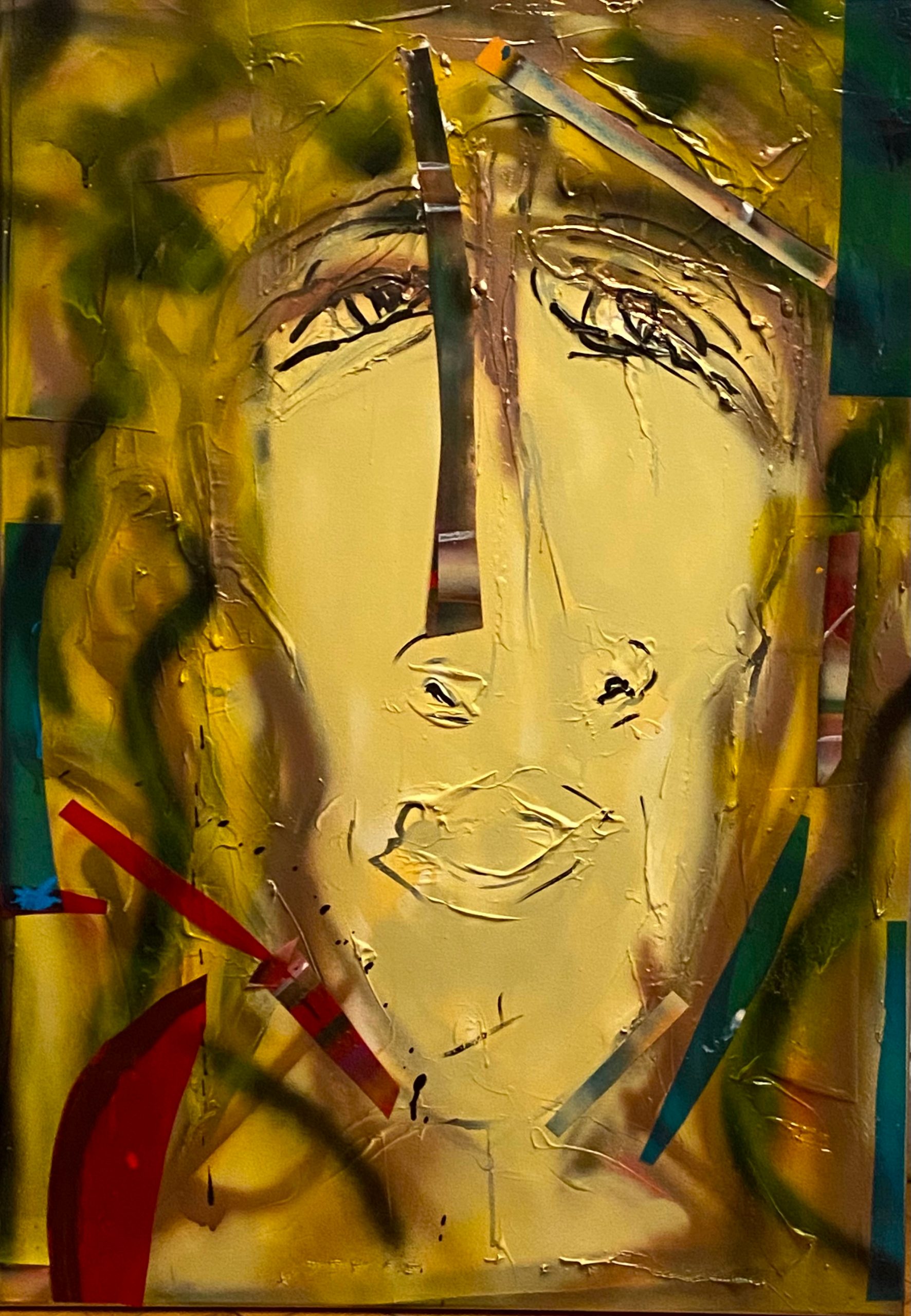 LEO, , Plaster, Spray can, Acrylic and Ink on canvas, 70 x 100 cm, 2025