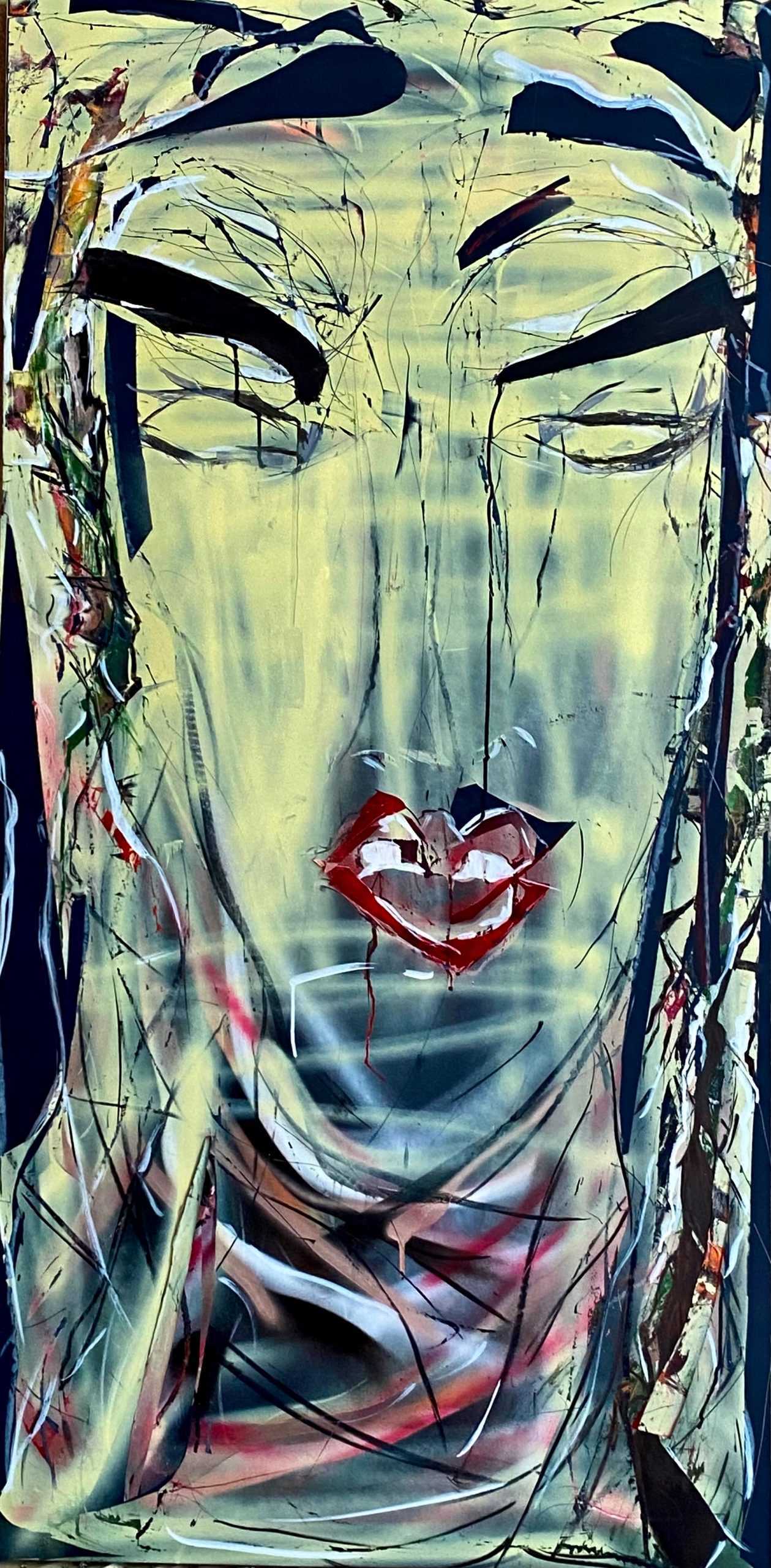 ONYX, Spray can, Color Film, and Ink on MDF Wood, 75 x 150 cm, 2025