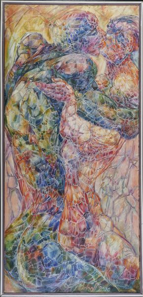 © Richard Hoffmann-The Kiss-Tribute to Love-Oil on canvas-75 x 160cm-2020